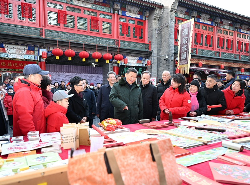2024年2月1日，習(xí)近平總書記在天津古文化街考察。